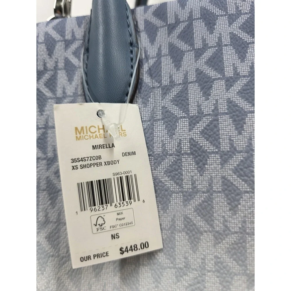 Michael Kors Mirella Extra Small Shopper Crossbody Bag In Denim.  NWT‎